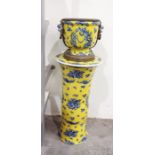 Modern two-handled jardiniere with blue floral dec