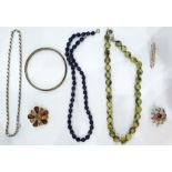 One box of assorted costume jewellery, to include two 9 carat gold chains, small quantity of 9 carat