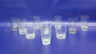 10 assorted glass tumblers with cut design