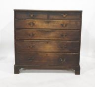 19th century oak chest of two short over four long drawers, to bracket feet, 121.5cm x 122cm
