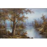 Carter(?)  Oil on canvas  River landscape, indistinctly signed lower right