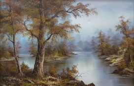 Carter(?)  Oil on canvas  River landscape, indistinctly signed lower right