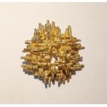 1960’s silver gilt abstract grid pattern brooch by Ernest Blyth, 5cm diameter