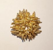 1960’s silver gilt abstract grid pattern brooch by Ernest Blyth, 5cm diameter