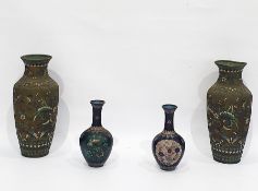 Pair of Japanese cloisonne enamel vases, ovoid wit