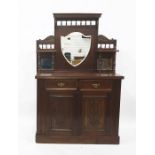 19th century mahogany mirror-back sideboard, the shield-shaped central mirror flanked by rectangular