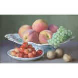Gerald Norden (1912-2000) Oil on board  "Fruit on a Wavy Dish", signed and dated '83 lower left,