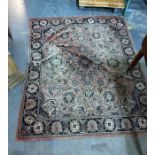 Salmon ground Eastern rug with central medallion,