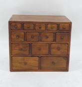 Eastern hardwood 20th century chest of 14 assorted drawers, 37.5cm x 33cm