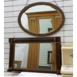 19th century rosewood framed rectangular overmantel mirror and an early 20th century oval embossed c