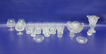 Assorted glassware to include Edinburgh crystal tumblers, cut glass bowl, vase, etc