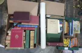 Three boxes of assorted books and maps to include