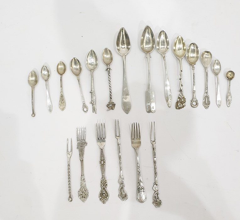 Two old Austo-Hungarian silver teapoons, various and a quantity of continental and Eastern