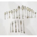 Two old Austo-Hungarian silver teapoons, various and a quantity of continental and Eastern