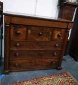 19th century Scottish mahogany chest with seven assorted drawers, applied moulded column