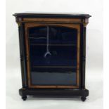 Victorian credenza, the ebonised body burr walnut cross-banded and satinwood string inlay, the