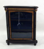 Victorian credenza, the ebonised body burr walnut cross-banded and satinwood string inlay, the
