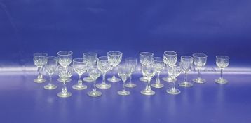 Assorted Victorian glassware, mostly with disc cut bowls, raised on circular feet (19)