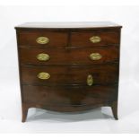 19th century mahogany bowfront chest of two short over three long drawers, 102.5cm x 103cm