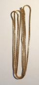 Gold-coloured long box-link chain necklace, 29g, 122cm approx