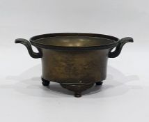 Chinese bronze censer,with everted rim and pair ta