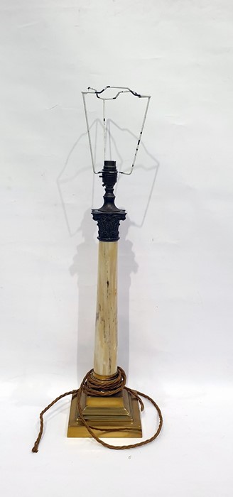 20th century brass and onyx table lamp in the form of a Corinthian column, 47cm