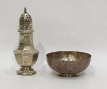 Silver sugar caster, baluster shape and panelled,