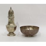 Silver sugar caster, baluster shape and panelled,