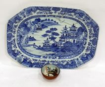 Antique Chinese porcelain small meat dish with und