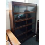 20th century oak five-sectional bookcase, 128cm x 175.5cm