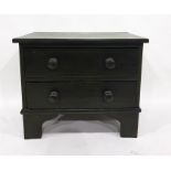 Painted low chest of two drawers, on bracket feet, 76cm x 64cm