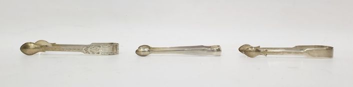 Pair of George III silver sugar tongs by George Smith and William Fearn, London 1815 and two further
