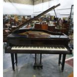 20th century mahogany boudoir grand piano by Challen & Son of London