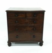 19th century mahogany chest, the rectangular top with ogee moulded edge, above two short and three
