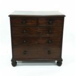 19th century mahogany chest, the rectangular top with ogee moulded edge, above two short and three