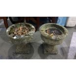 Pair of stone planters, 41cm diameter