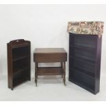 Oak open bookcase, a two-tier oak tea trolley and another bookcase (3)