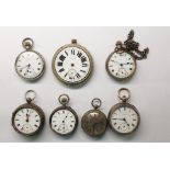 Early Victorian silver cased gent's open-faced pocket watch with engine-turned silver dial and