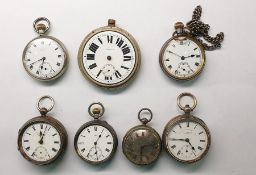 Early Victorian silver cased gent's open-faced pocket watch with engine-turned silver dial and