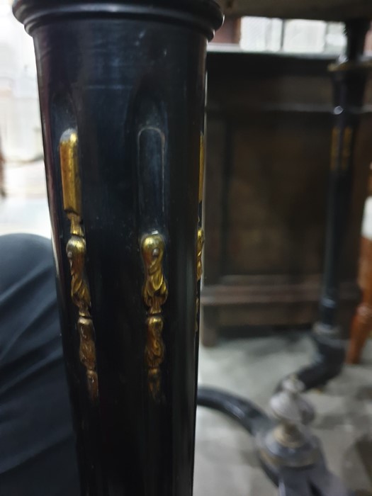 Victorian ormolu mounted inlaid and ebonised side table, the shaped top with pair drop D-ends, all - Image 5 of 6