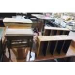 Glazed top occasional table, two CD storage units,