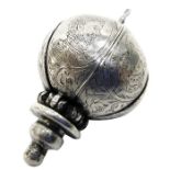 Silver pomander, circa 1600, unmarked, of globe fo