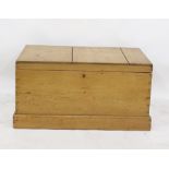 Probably 20th century blanket chest, the rectangular lift-top opening to reveal removable candle