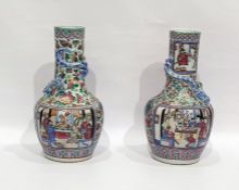 Pair 19th century Chinese Canton porcelain vases,