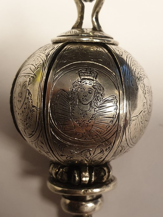 Silver pomander, circa 1600, unmarked, of globe fo - Image 6 of 13