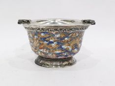 Chinese enamel bowl depicting dragons amidst cloud