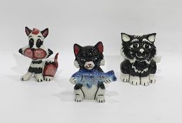 Three pottery models of cats by Lorna Bailey including 'Caterina', 'Pikey' and 'Marvin', all signed