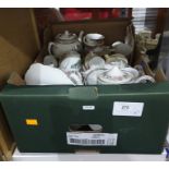 Assorted china including Royal Albert 'Concerto' cups and saucers, Paragon 'Belinda', etc (1 box)