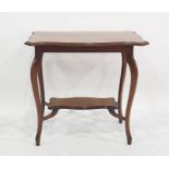 19th century mahogany rectangular two-tier occasional table with shaped top, cabriole supports, 74cm