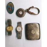 Victorian silver and enamel cased half-hunter pocket watch, having blue enamel inset Roman